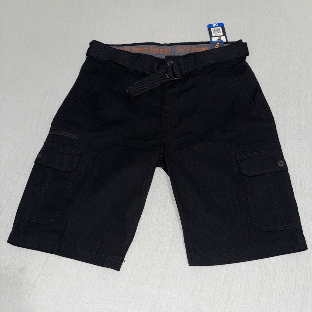 Wearfirst Men's Black Cargo Shorts Size 36 Rip Stop Belted BNWT
